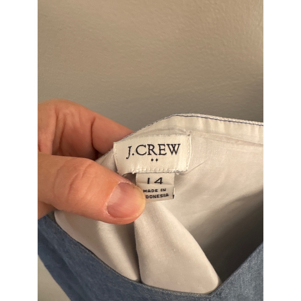 J.Crew Blue Cotton Chambray V-Neck Camisole Top Adjustable Straps Size 14 - Picture 4 of 6
